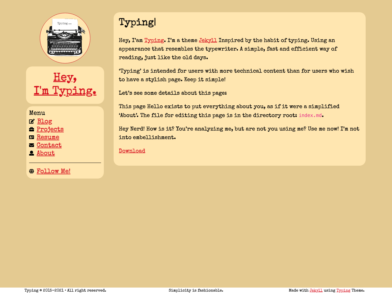 Typing screenshot
